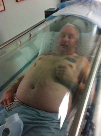 In hyperbaric chamber after scuba diving
