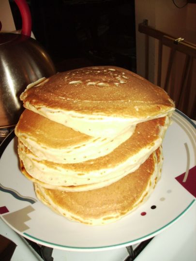 Awwww pancakes!  Ask me for a pic!