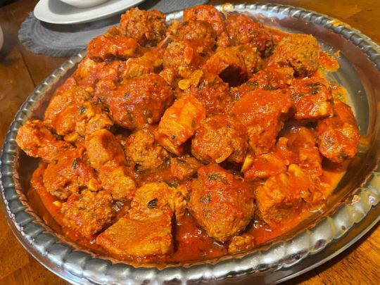 Sunday ‘homemade Meatballs’ beef’pork’ veal in the sauce!! Via NYC Brooklyn