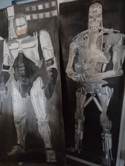 The Robocop and the Terminator that I drew.