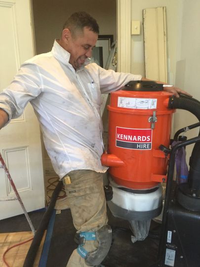 At work getting fresh with a vacuum