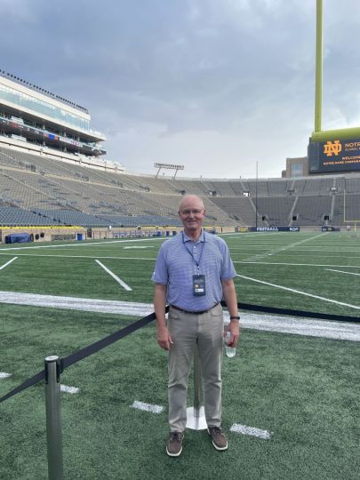 Visiting my son, who sells corporate sponsorship s for Notre Dame Athletics