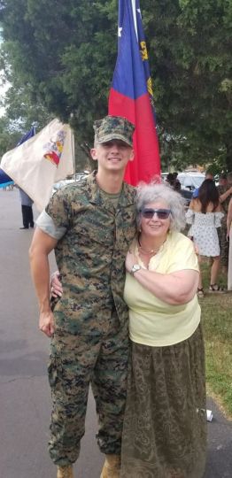 With my grandson,now a Captain in the Marines,he is my favorite Marine