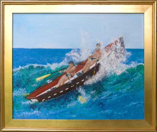 One of my paintings of lifeguard competition on the Jersey Shore