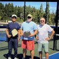 Playing pickle ball with friends
