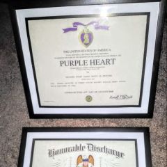 My purple heart for being a Army Ranger deployed 8 times overseas served 13 years and well I was blown up 3 times but I'm still alive.