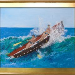 One of my paintings of lifeguard competition on the Jersey Shore